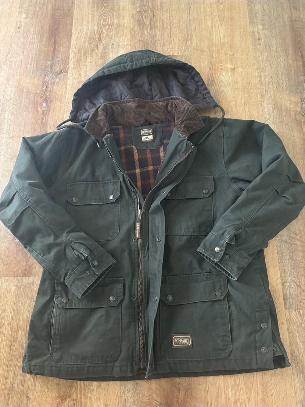 Olive Green Hooded Field barn chore  Jacket